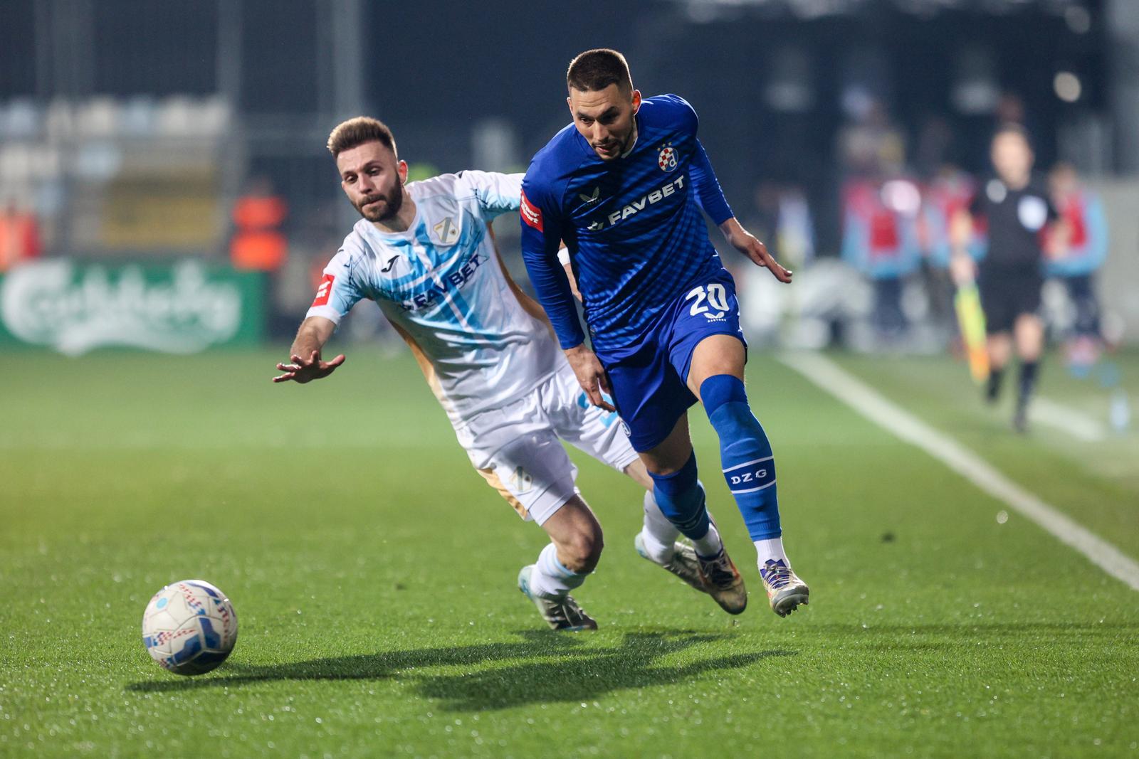 22.02.2025., stadion Rujevica, Rijeka - SuperSport HNL, 23. kolo, HNK Rijeka - GNK Dinamo. Marko Pjaca, Bruno Bogojevic. Photo: Nel Pavletic/PIXSELL