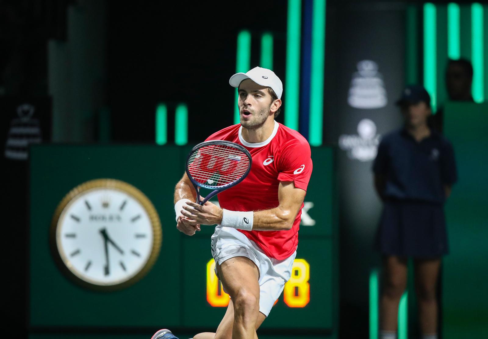 25.11.2022., Malaga - Jose Maria Martin Carpena Arena. Davis Cup by Rakuten. Polufinale, Thanasi Kokkinakis - Borna Coric. .  Photo: Sanjin Strukic/PIXSELL