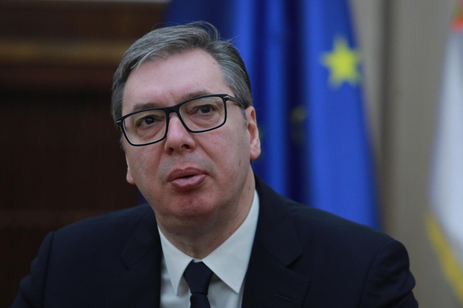 26, February, 2024, Belgrade -The President of the Republic of Serbia, Aleksandar Vucic, began consultations on the mandate for the composition of the new Government - a meeting with Slobodan Nikolic, a representative of the "Russian Party" election list. Aleksandar Vucic. Photo: Milos Tesic/ATAImages

26, februar, 2024, Beograd -Predsednik Republike Srbije Aleksandar Vucic zapoceo je konsultacije o mandataru za sastav nove Vlade - sastanak sa Slobodanom Nikolicem, predstavnikom izborne liste "Ruska stranka". Photo: Milos Tesic/ATAImages Photo: M.K./ATAImages/PIXSELL