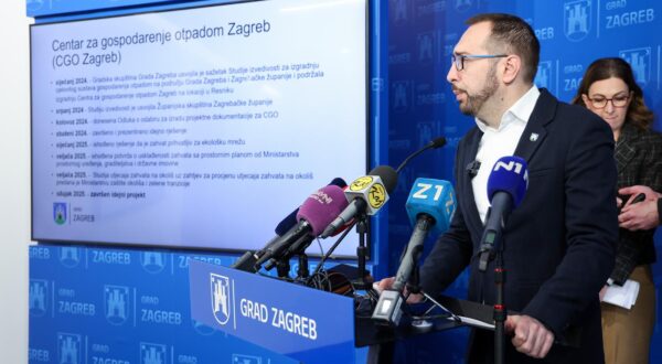 26.03.2025., Zagreb - Zagrebacki gradonacelnik Tomislav Tomasevic odrzao je konferenciju za medije na kojoj predstavlja idejni projekt Centra za gospodarenje otpadom - CGO. Photo: Matija Habljak/PIXSELL