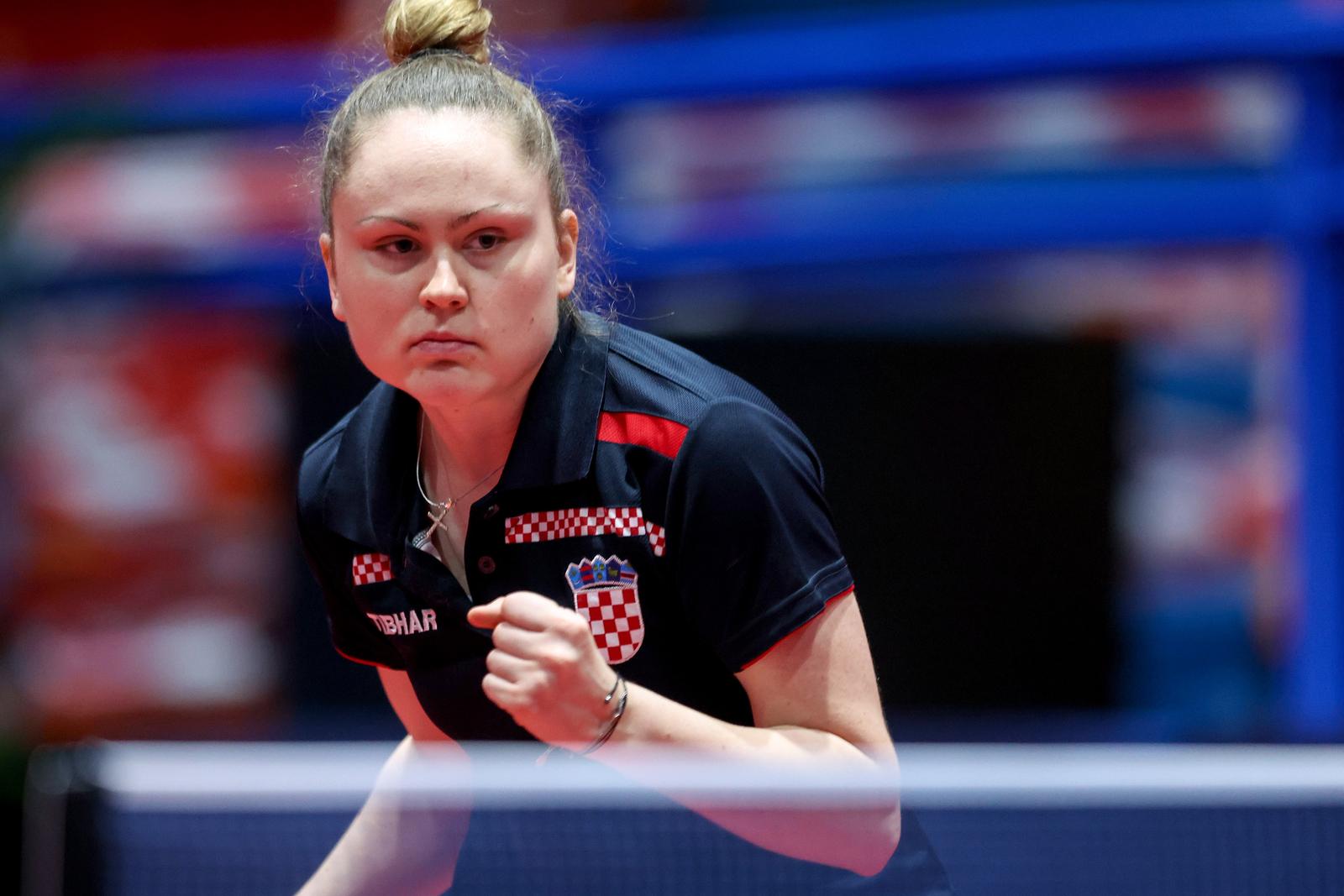 26.06.2022., Zagreb, Dom Sportova - WTT Contender Zagreb 2023.Kvalifikacije zene,  Andrea Pavlovic, Hrvatske - Lam Yee Lok, Hong Kong. Photo: Igor Kralj/PIXSELL
