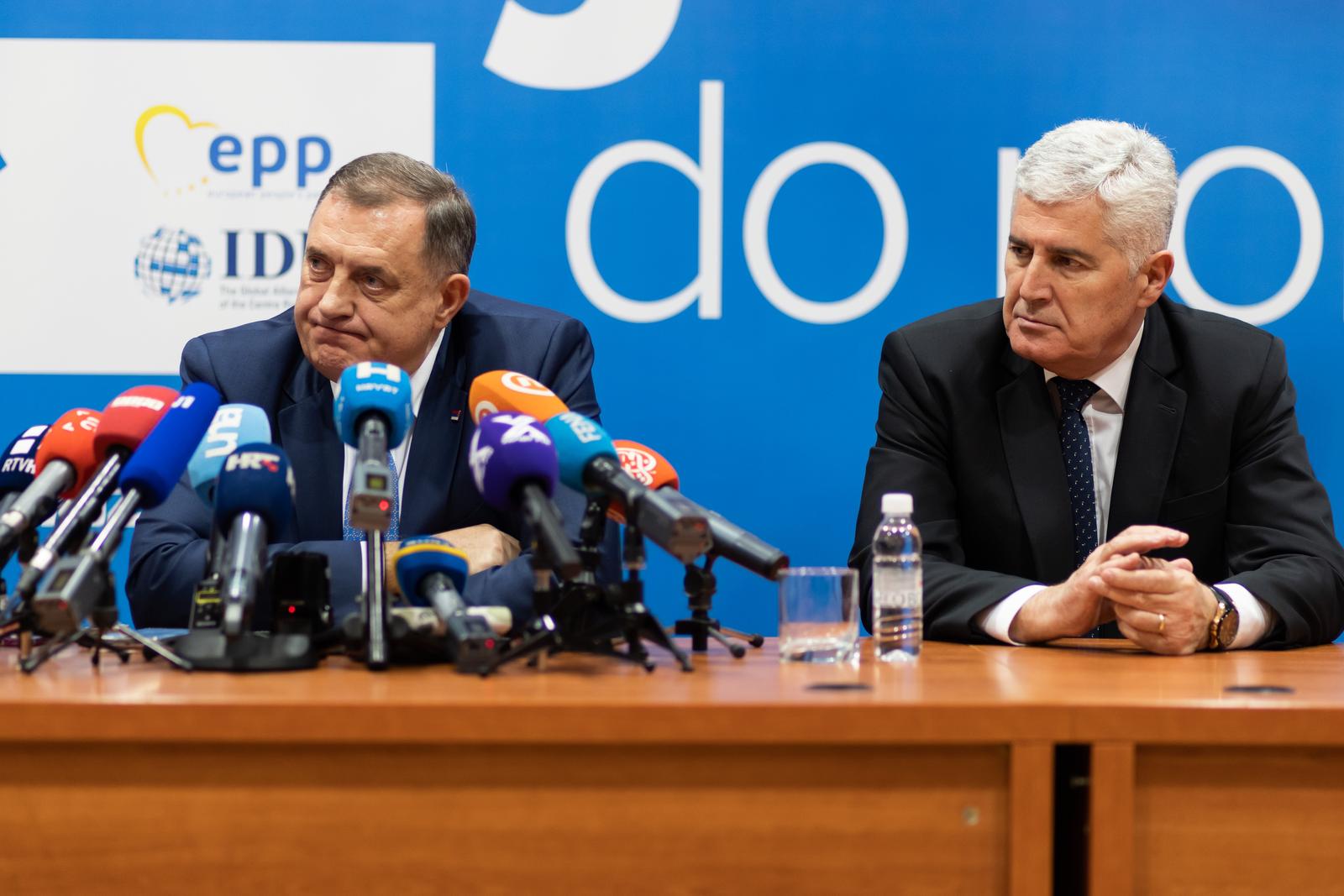 27.02.2024., Mostar - Press konferencija nakon sastanka predstavnika politickih stranaka koalicije na razini BiH.  Photo: Denis Kapetanovic/PIXSELL