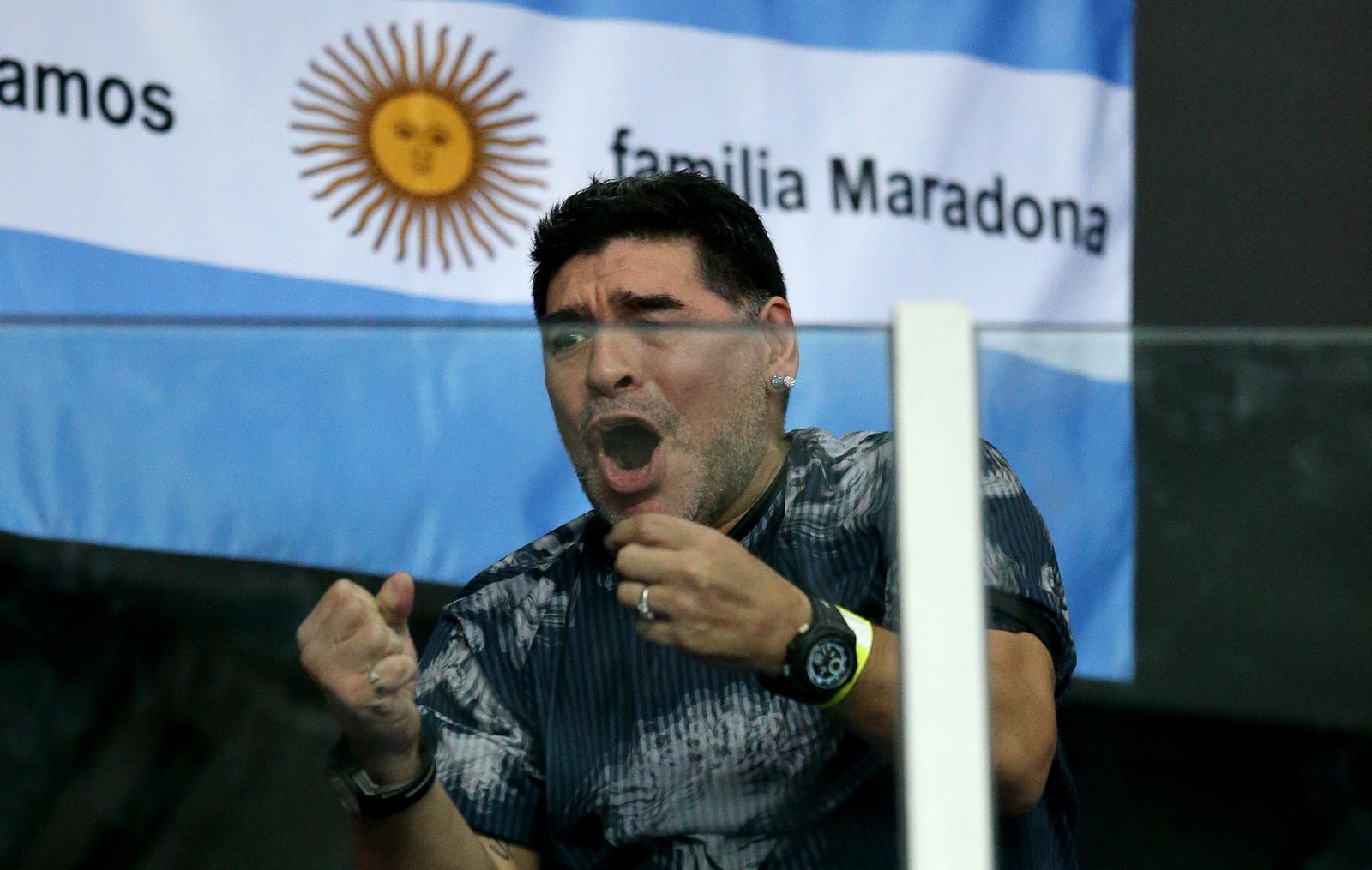 27.11.2016., Arena Zagreb, Zagreb - Finale Davis kupa, Hrvatska - Argentina, Marin Cilic - Juan Martin Del Potro. Diego Maradona."n Photo: Igor Kralj/PIXSELL