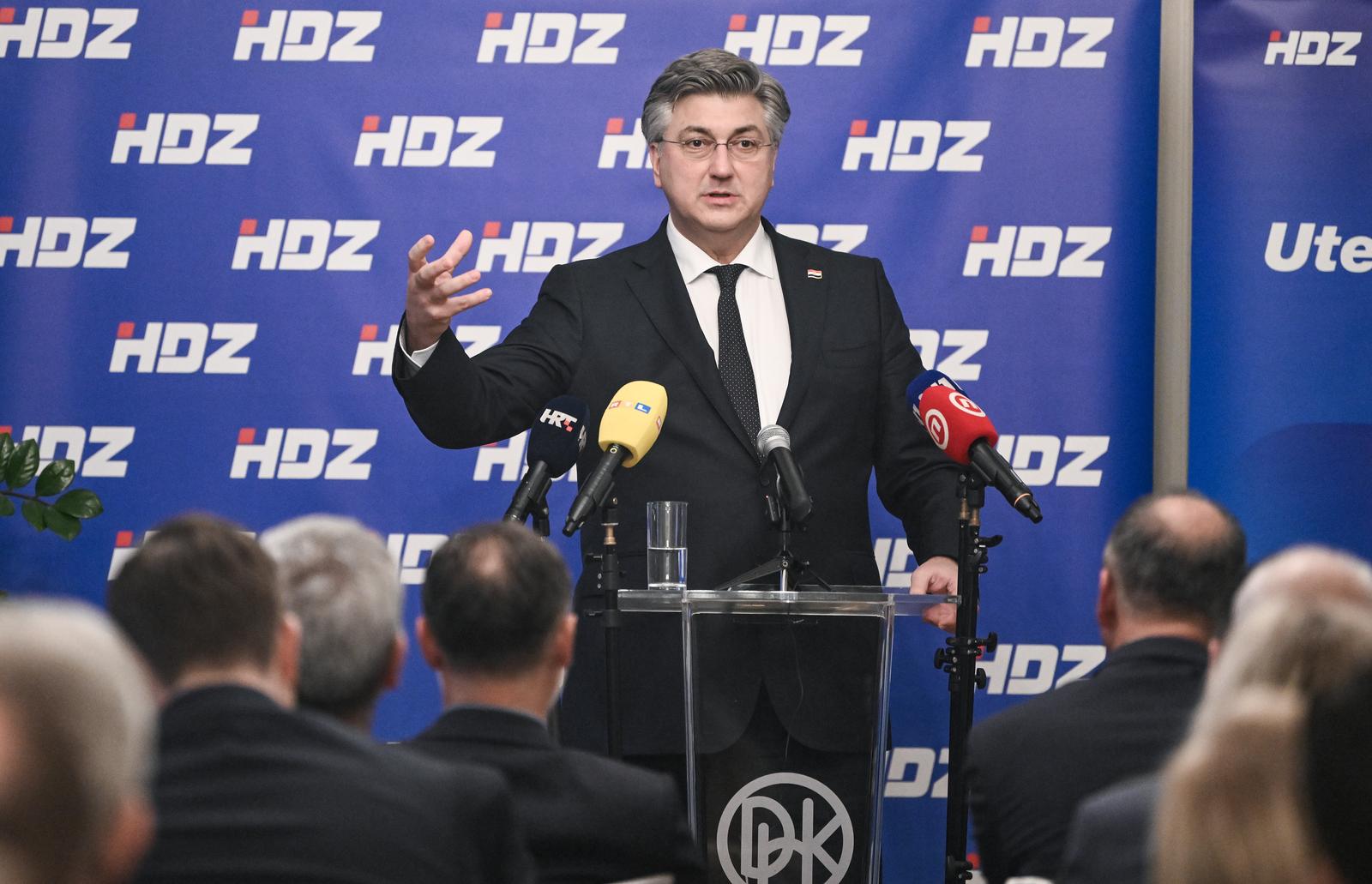 28.02.2025., Zagreb - Obiljezavanje 36. obljetnice prvog javnog predstavljanja prednacrta programskih osnova Hrvatske demokratske zajednice. Govor premijera Andreja Plenkovica Photo: Josip Regovic/PIXSELL