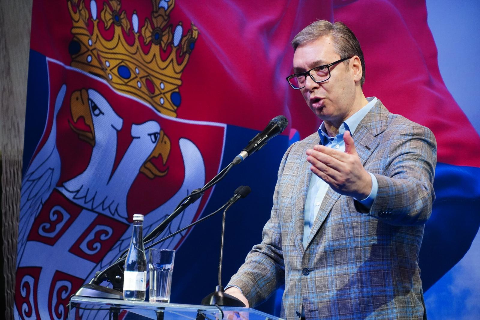 28, February, 2025, Zajecar - The President of the Republic of Serbia Aleksandar Vucic addressed the citizens at the Kraljevica Sports Center in Zajecar as part of his visit to the Zajecar District. Aleksandar Vucic. Photo: M.M./ATAImages

28, februar, 2025, Zajecar -Predsednik Republike Srbije Aleksandar Vucic se obratio gradjanima u Sportskom centru Kraljevica u Zajecaru u skolpu posete Zajecarskom okrugu. Photo: M.M./ATAImages Photo: M.M./ATAImage/PIXSELL