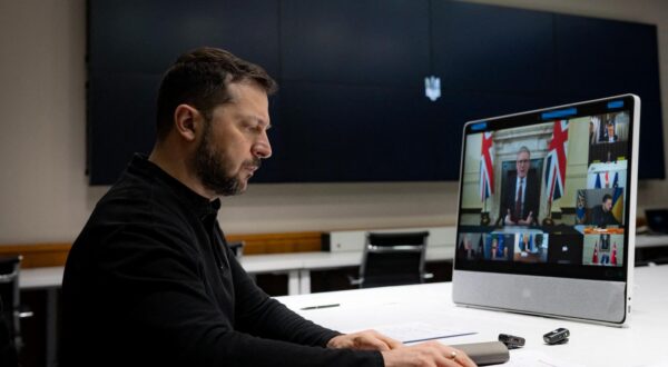 Handout photo shows Ukrainian President Volodymyr Zelensky, listens to the UK’s Prime Minister Sir Keir Starmer and several international leaders during video conference meeting for peace and security in Ukraine organised by Mr Keir Starmer, in Kyiv, Ukraine, on March 15, 2025. Photo by Ukrainian Presidency via ABACAPRESS.COM Photo: ABACA/ABACA