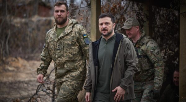 Handout photo shows the Ukraine's President Volodymyr Zelensky on a troop visit to the Donetsk and Kharkiv regions in Ukraine, on March 22, 2025. Photo by Ukrainian Presidency via ABACAPRESS.COM Photo: ABACA/ABACA