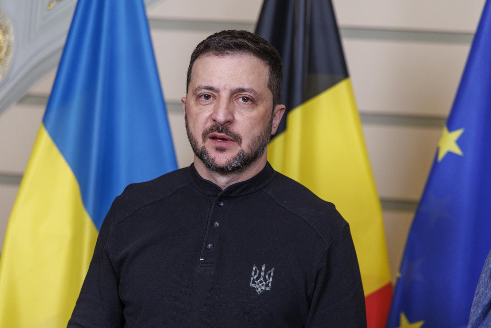Ukraine president Volodymyr Zelensky pictured during a meeting between Belgian Prime Minister and Ukrainian President, Thursday 06 March 2025, in Brussels. An exceptional European Council is being held this Thursday in Brussels, to discuss European support for Ukraine. Later in the day, the Ukrainian president will be received by the King at the Royal Palace. BELGA PHOTO NICOLAS MAETERLINCK Photo: NICOLAS MAETERLINCK/BELGA