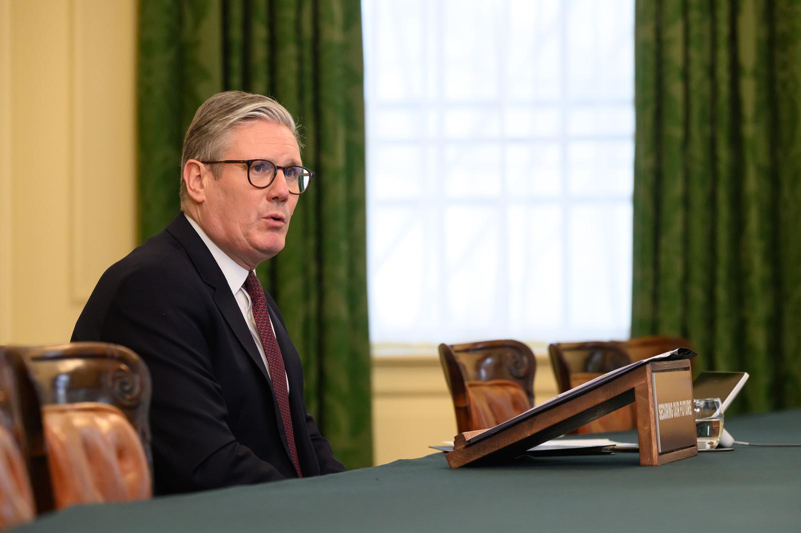 Prime Minister Sir Keir Starmer hosts a video conference call in Downing Street, London, with international leaders to discuss support for Ukraine. Picture date: Saturday March 15, 2025. Photo: Leon Neal/PRESS ASSOCIATION