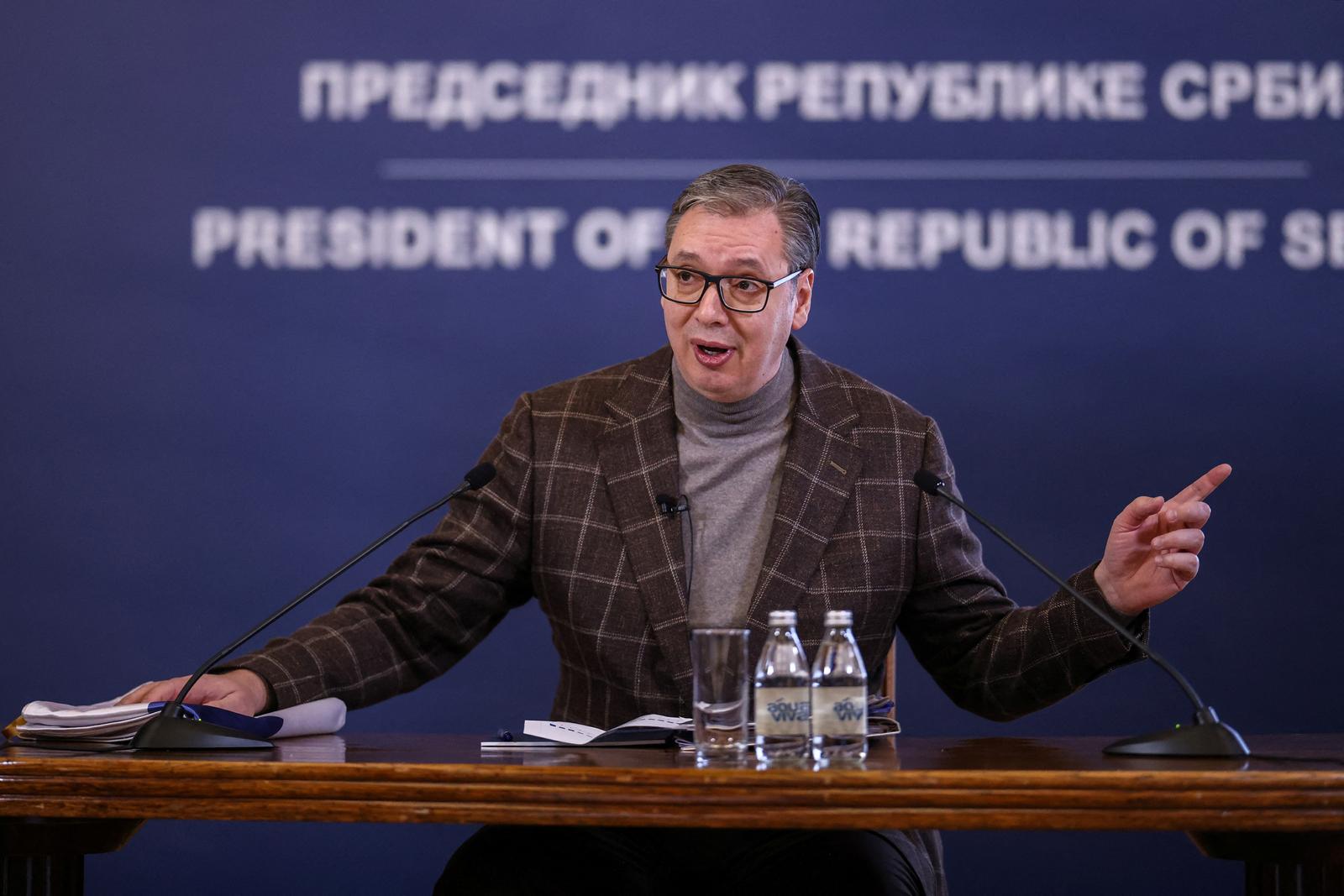 Serbian President Aleksandar Vucic speaks during a news conference in his office in Belgrade, Serbia, December 11, 2024. REUTERS/Marko Djurica Photo: MARKO DJURICA/REUTERS