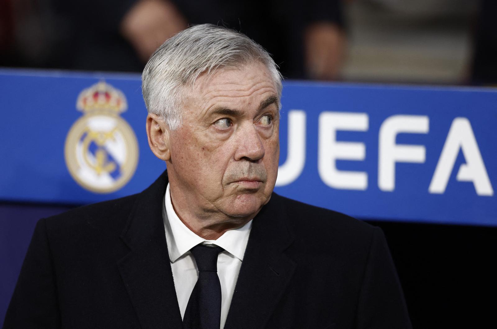 Soccer Football - Champions League - Round of 16 - Second Leg - Atletico Madrid v Real Madrid - Metropolitano, Madrid, Spain - March 12, 2025 Real Madrid coach Carlo Ancelotti before the match REUTERS/Juan Medina Photo: JUAN MEDINA/REUTERS