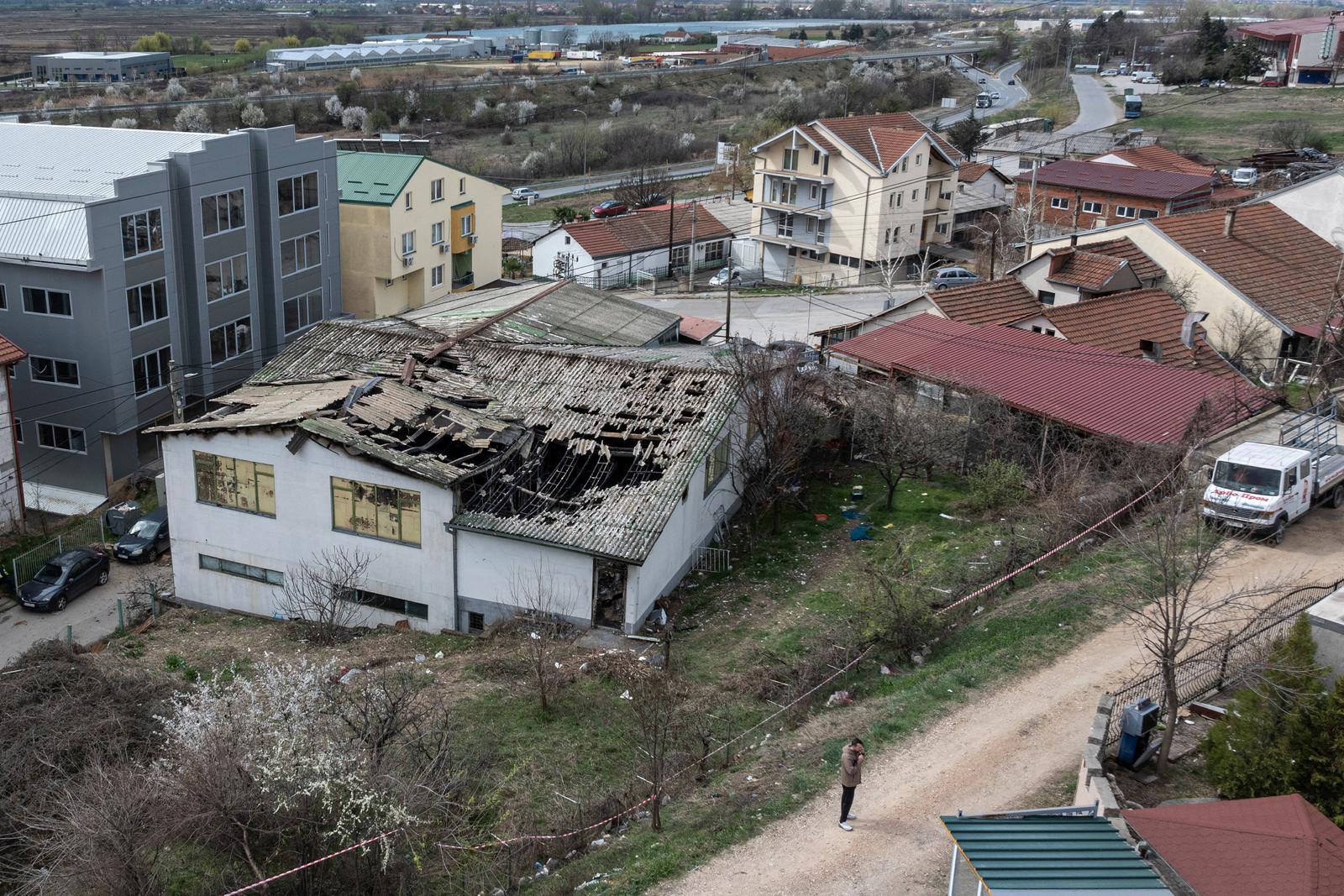 A drone view shows the damaged Pulse nightclub, following a fire that resulted in dozens of deaths in the town of Kocani, North Macedonia, March 18, 2025. REUTERS/Marko Djurica Photo: MARKO DJURICA/REUTERS