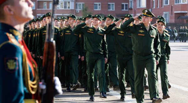 RUSSIA, BALASHIKHA - SEPTEMBER 2, 2024: Servicemen take part in a dress parade marking the start of a new academic year at the Peter the Great Military Academy of the Strategic Missile Forces.  Vadim Savitsky/Russian Defence Ministry Press Office/TASS/Sipa USA Photo: Tass/SIPA USA