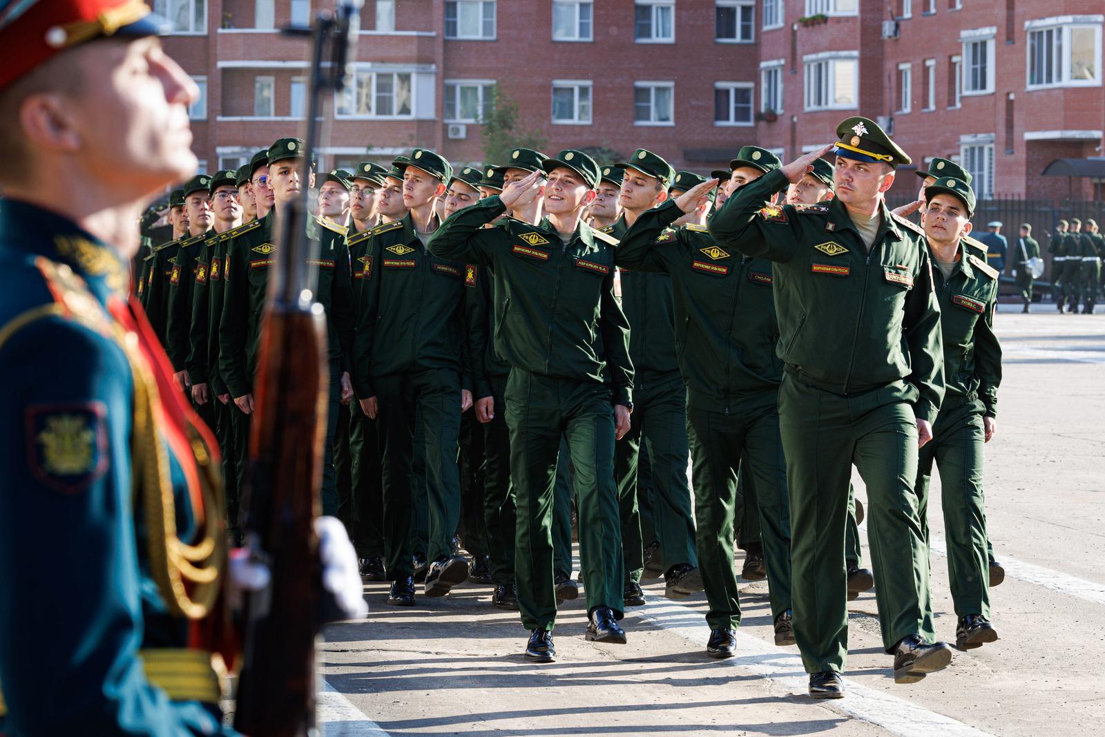 RUSSIA, BALASHIKHA - SEPTEMBER 2, 2024: Servicemen take part in a dress parade marking the start of a new academic year at the Peter the Great Military Academy of the Strategic Missile Forces.  Vadim Savitsky/Russian Defence Ministry Press Office/TASS/Sipa USA Photo: Tass/SIPA USA