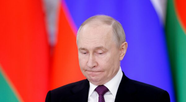epa11961624 Russian President Vladimir Putin attends a press conference following a meeting with his Belarusian counterpart Alexander Lukashenko (not pictured) in Moscow, Russia, 13 March 2025. Lukashenko is on an official visit to Moscow.  EPA/MAXIM SHEMETOV/POOL