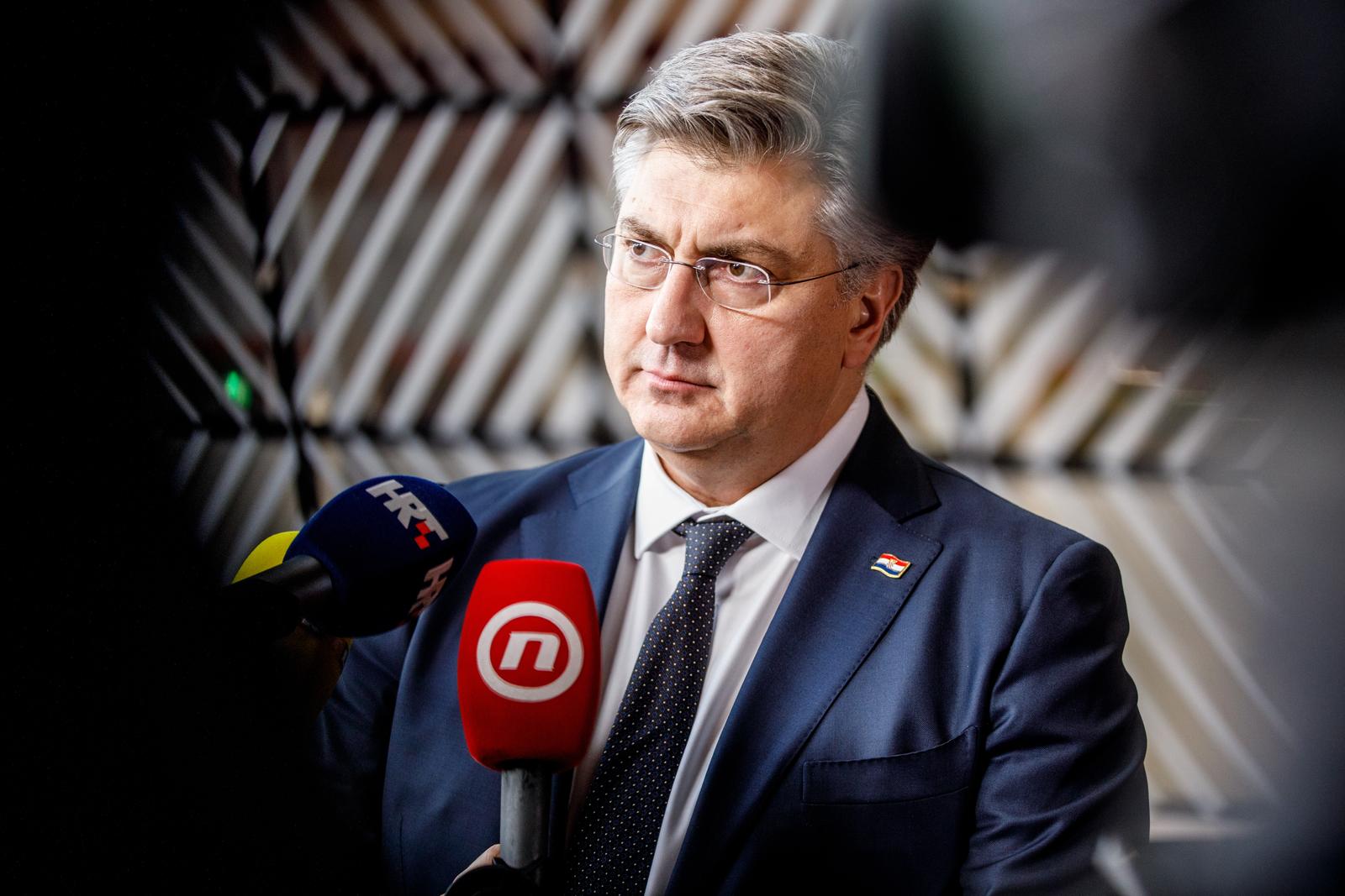 Croatia Prime Minister Andrej Plenkovic pictured during a special European Council summit to discuss continued support for Ukraine and European defence, Thursday 06 March 2025 in Brussels. BELGA PHOTO HATIM KAGHAT **** BELGIUM ONLY **** Photo: HATIM KAGHAT/BELGA