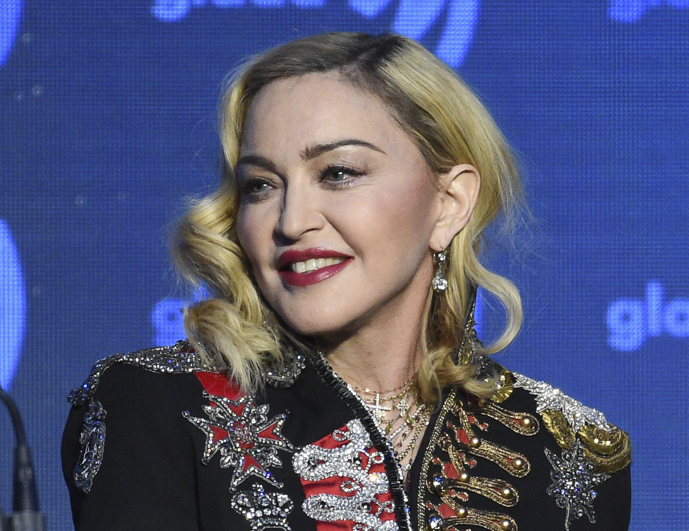 FILE - Madonna appears at the 30th annual GLAAD Media Awards in New York on May 4, 2019, in New York. Madonna has postponed her career-spanning 2023 ‘Celebration’ tour due to ‘serious bacterial infection’ and ICU stay, her manager Guy Oseary confirmed on Wednesday. The tour was set to kick-off in Vancouver on July 15. (Photo by  File)