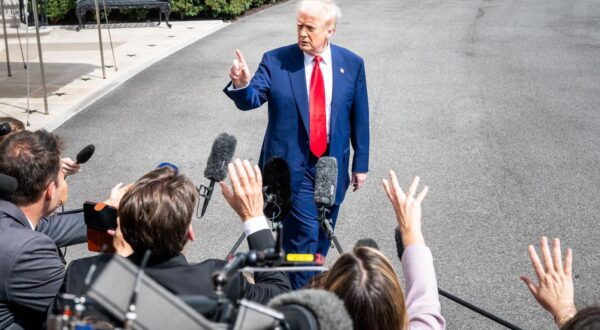 President Donald Trump speaking with reporters as he is leaving the White House in Washington, D.C. (Photo by Michael Brochstein/Sipa USA) Photo: Michael Brochstein/SIPA USA