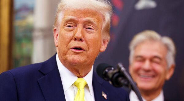 United States President Donald Trump during a swearing in ceremony of Mehmet Oz as Administrator of the Centers for Medicare and Medicaid Services in the Oval Office at the White House, Washington, DC, USA, 18 April 2025.  Credit: Will Oliver / Pool via CNP Photo via Newscom Photo: Will Oliver - Pool via CNP/NEWSCOM