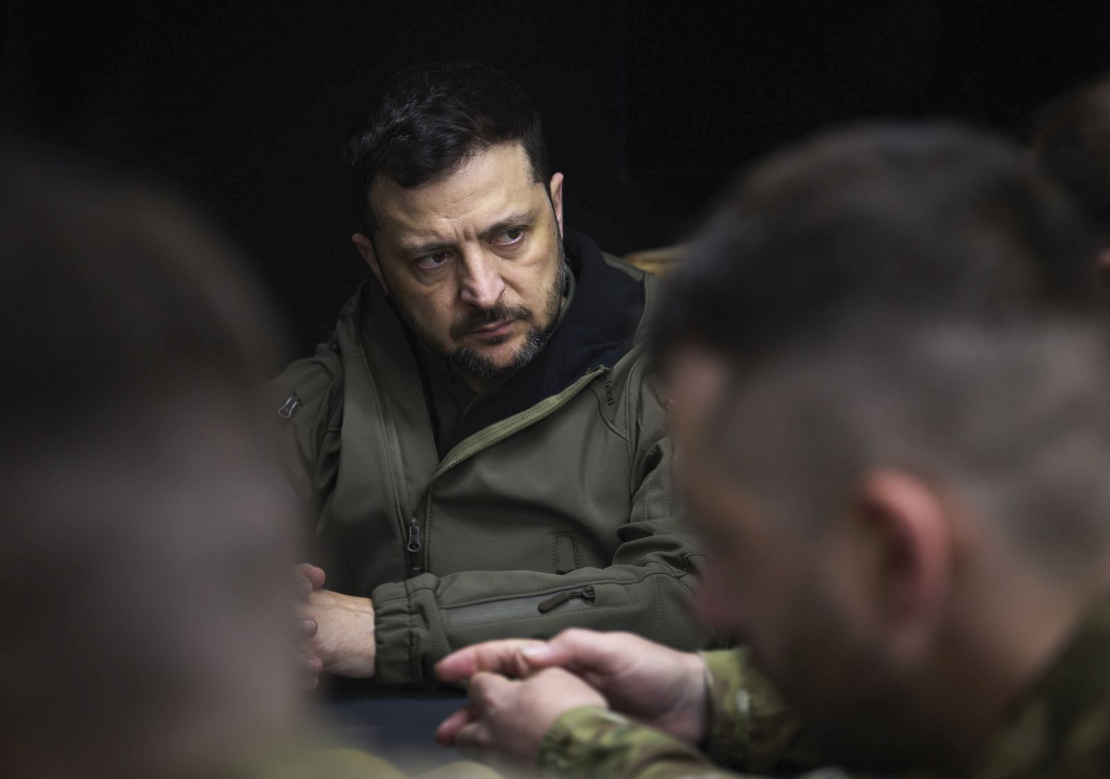 epa11981223 A handout picture made available by the Presidential Press Service shows Ukrainian President Volodymyr Zelensky meeting with commanders of the Ukrainian Armed Forces at an undisclosed location in the Donetsk region, Ukraine, 22 March 2025. Zelenskyy visited the command posts of the Pokrovsk tactical group and the 59th separate assault brigade of unmanned systems named after Yakiv Handziuk during his working visit to the Donetsk region amid the ongoing Russian invasion.  EPA/PRESIDENTIAL PRESS SERVICE HANDOUT HANDOUT  HANDOUT EDITORIAL USE ONLY/NO SALES