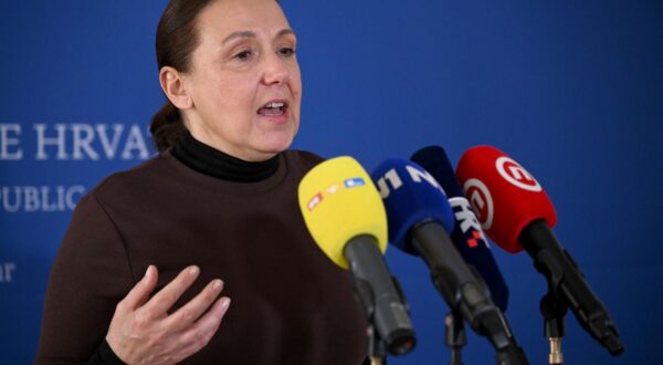 18.03.2025., Zagreb - Ministrica zdravstva Irena Hrstic na konferenciji za medije u Banskim dvorima nakon sastanka parlamentarne vecine. Photo: Marko Lukunic/PIXSELL