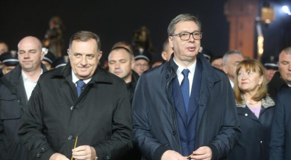 24, March, 2025, Belgrade - The commemoration of the Day of Remembrance for Victims of NATO Aggression was held at the "Pukovnik-pilot Milenko Pavlovic" airport in Batajnica. Milorad Dodik, Aleksandar Vucic. Photo: F.S./ATAImages

24, mart, 2025, Beograd - Obelezavanje Dana secanja na stradale u NATO agresiji odrzano je na aerodromu "Pukovnik-pilot Milenko Pavlovic" u Batajnici. Photo: F.S./ATAImages Photo: F.S./ATAImages/PIXSELL