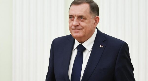 RUSSIA, MOSCOW - APRIL 1, 2025: Milorad Dodik, President of Republika Srpska, one of the two entities within Bosnia and Herzegovina, attends a meeting with Russia's President Vladimir Putin at the Moscow Kremlin. Mikhail Tereshchenko/TASS/Sipa USA Photo: Tass/SIPA USA