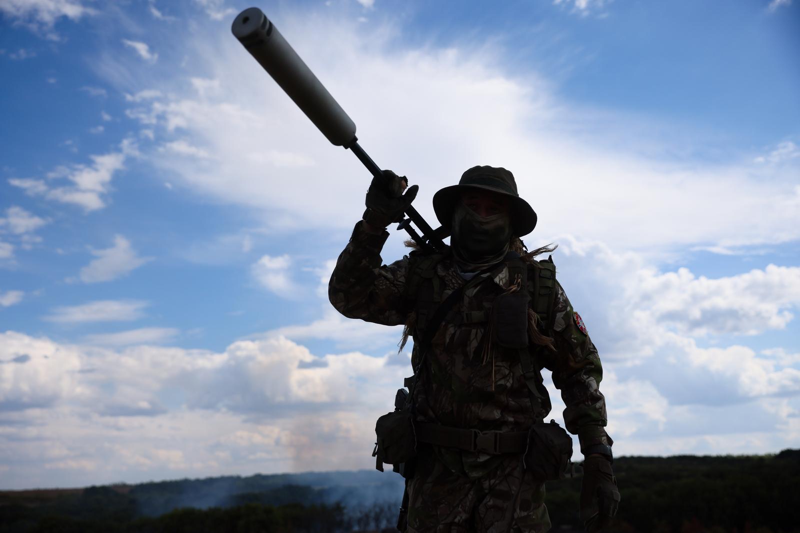 RUSSIA, LUGANSK PEOPLE'S REPUBLIC - AUGUST 15, 2024: A serviceman of the Rys sabotage and reconnaissance squad is deployed in the zone of Russia's special military operation.  Alexander Reka/TASS/Sipa USA Photo: Tass/SIPA USA