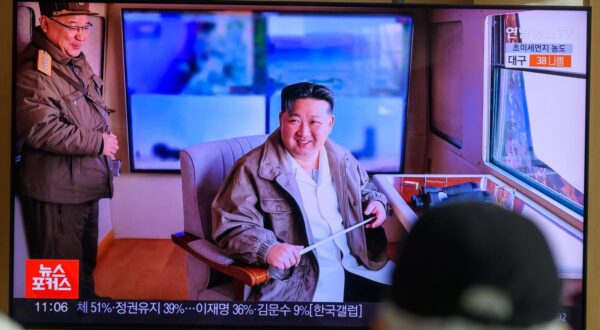 A 24-hour Yonhap news TV broadcast at Seoul Railway Station showing a news broadcast with the North Korean leader Kim Jong Un smiling after a test-fire of the latest surface-to-air missile(SAM) at an undisclosed location in North Korea. North Korea has successfully test-fired its latest surface-to-air missile(SAM) system, which was recently put into full-scale production, as leader Kim Jong Un oversaw the test, state media reported on March 21. The test-firing was conducted by the country's Missile Administration on Thursday to "examine the comprehensive performance" of the missile system being mass-produced at a munitions' industry enterprise, the Korean Central News Agency (KCNA) noted.  Kim oversaw the test alongside key members of the party's Central Military Commission, the KCNA said, claiming that it proved the anti-aircraft missile's combat fast response is "advantageous" and "highly reliable." (Photo by Kim Jae-Hwan / SOPA Images/Sipa USA) Photo: SOPA Images/SIPA USA