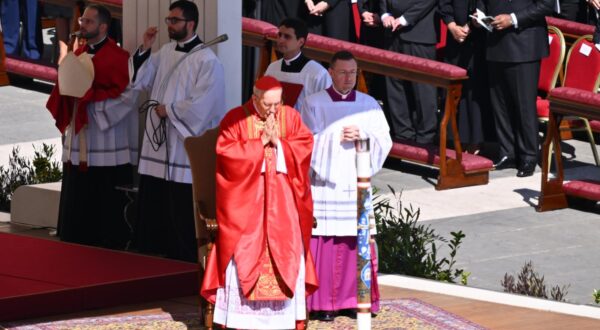 Funeral Mass of the Holy Father Pope Francis on April 26, 2025 in Vatican City, State of Vatican. In the photo Cardinal Giovanni Battista Re (Photo by Domenico Cippitelli/LiveMedia / ipa-agency.net/IPA/Sipa USA) Photo: IPA/SIPA USA