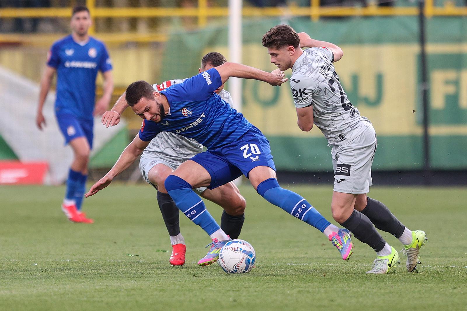 05.04.2025., Stadion Aldo Drosina, Pula - SuperSport HNL, 28. kolo, NK Istra 1961 - GNK Dinamo. Marko Pjaca i Moris Valincic. Photo: Nel Pavletic/PIXSELL