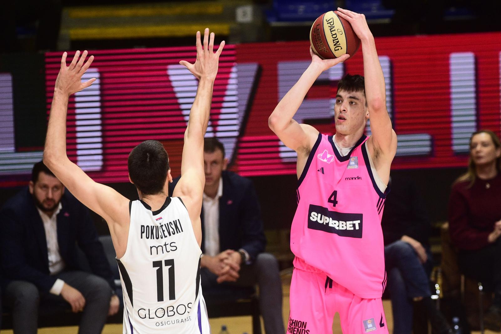 06, January, 2025, Belgrade - The match of the 15th round of the AdmiralBet ABA League between KK Mega Superbet and KK Partizan Mozzart Bet was played at the Aleksandar Nikolic Basketball Hall. Aleksej Pokusevski, #11 (KK Partizan Mozzart Bet), Andrija Jelavic, #4 (KK Mega Superbet). Photo: Dusan Milenkovic/ATAImages

06, januar, 2025, Beograd - Utakmica 15. kola AdmiralBet ABA League izmedju KK Mega Superbet i KK Partizan Mozzart Bet odigrana je u Kosarkaskoj dvorani Aleksandar Nikolic. Photo: Dusan Milenkovic/ATAImages Photo: Dusan Milenkovic/ATAImages/PIXSELL