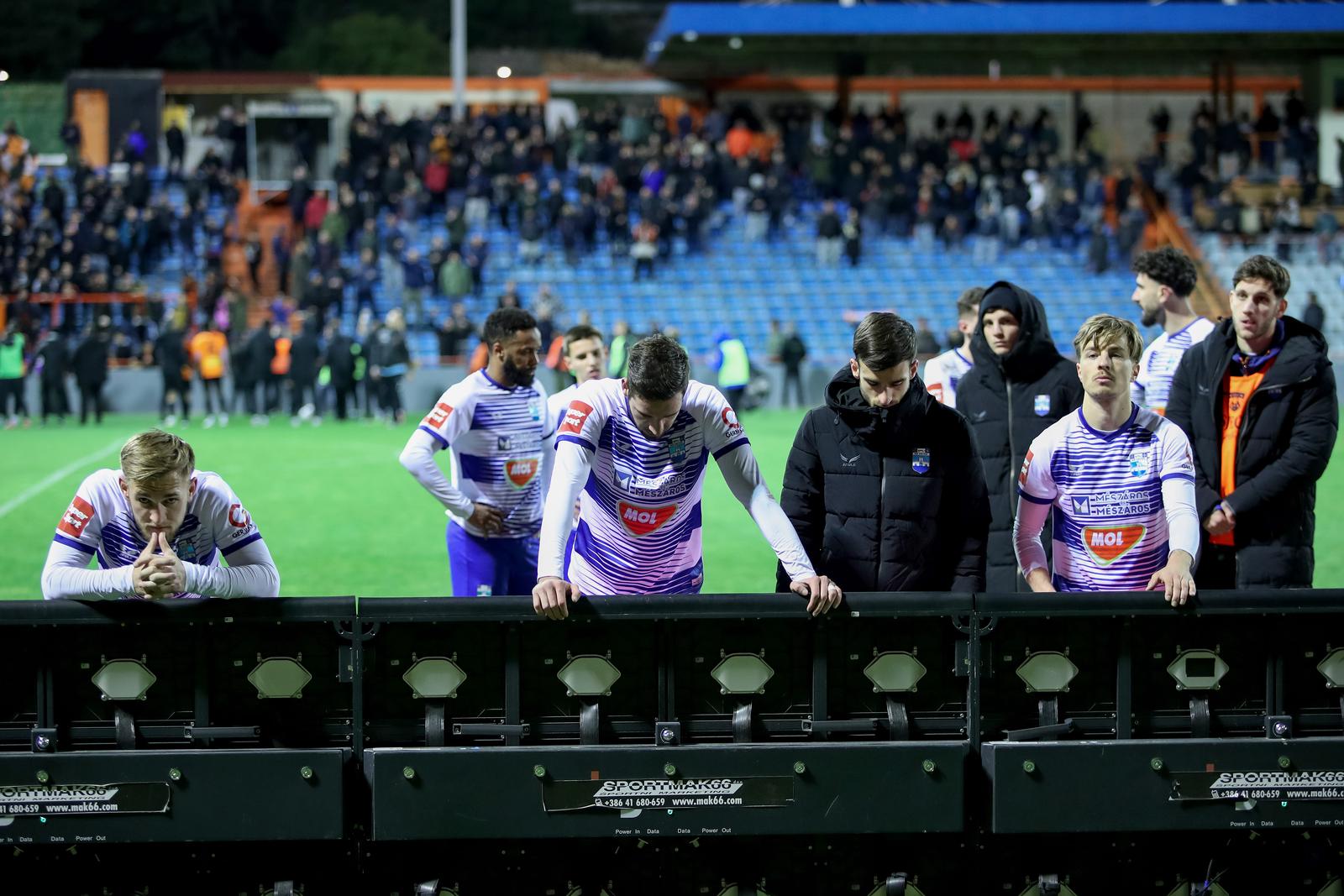 06.04.2025., Stadion Subicevac, Sibenik - SuperSport HNL, 28. kolo, HNK Sibenik - NK Osijek. Nail Omerovic, Marko Soldo, Domagoj Bukvic i Petar Pusic. Photo: Sime Zelic/PIXSELL