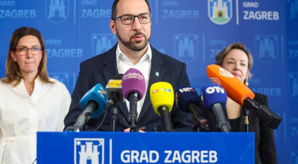 08.04.2025., Gradska uprava, Zagreb - Gradonacelnik Grada Zagreba Tomislav Tomasevic i zamjenica gradonacelnika Danijela Dolenec odrzali su redovitu konferenciju za medije. Photo: Goran Stanzl/PIXSELL
