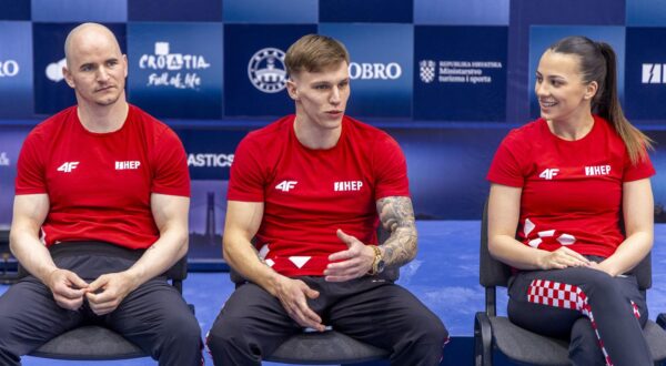 09.04.2025., Osijek -  Konferencija za medije gimnastickog DOBRO World Cupa Osijek na kojoj prisustvovati svih 8 hrvatskih reprezentativaca na ovom natjecanju te direktor Svjetskog kupa Vladimir Madarevic Photo: Borna jaksic/PIXSELL