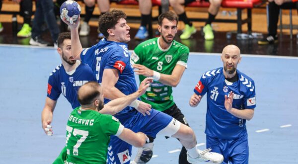 09.04.2025., Zagreb - SD Tresnjevka - Kutija sibica, Zagreb - RK Zagreb i RK Nexe sastali su se u cetvrtfinalu rukometnnog kupa. Luka Lovre Klarica Photo: Luka Sanzl/PIXSELL
