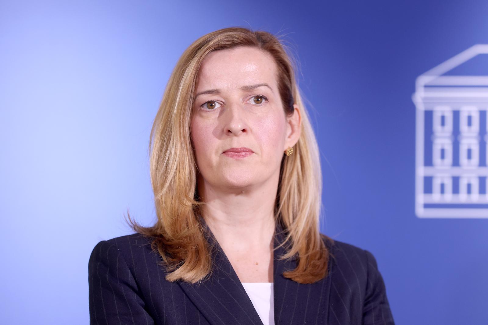 10.02.2025., Zagreb - Na konferenciji za medije Kluba zastupnika SDP-a odrzanoj u Saboru o temi „Trgovacki rat unutar vladajucih“ govorili su Mirela Ahmetovic, Ivana Markovic i Mate Vukusic. Photo: Patrik Macek/PIXSELL