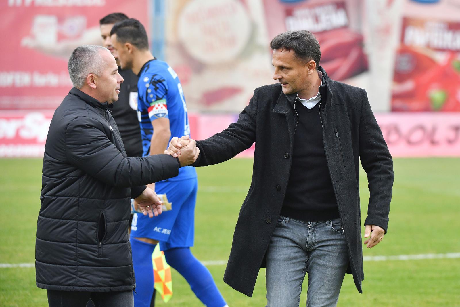 10.11.2024., Stadion Ivan Kusek Apas, Kopriovnica - 13. kolo SuperSport HNL, NK Slaven Belupo i NK Varazdin. Mario Kovacevic, Nikola Safaric Photo: Vjeran Zganec Rogulja/PIXSELL