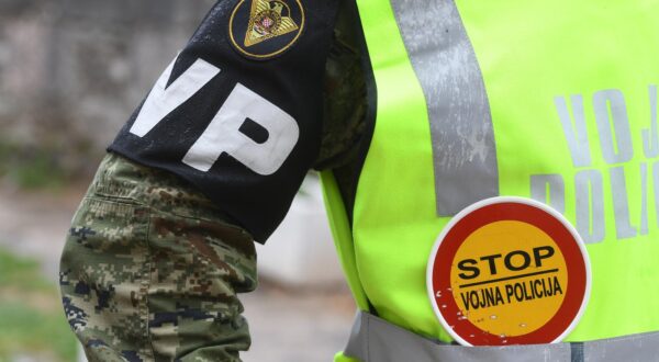13.05.2023., Sibenik - Oznake Vojne policije Republike Hrvatske.
 Photo: Hrvoje Jelavic/PIXSELL