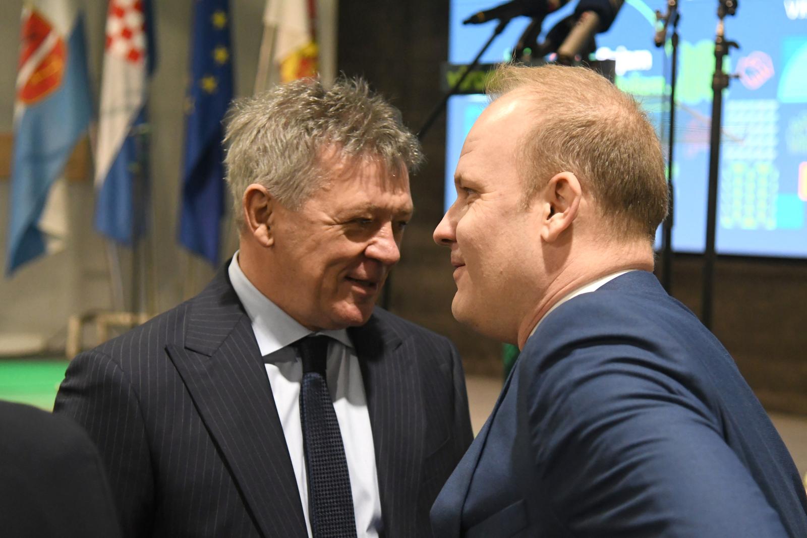 14.02.2025., Virovitica  - Otvoreno 28. izdanje medjunarodnog sajma gospodarstva, obrtnistva i poljoprivrede Viroexpo. Sajam je otvorio i obisao  novi ministar  poljoprivrede  David Vlajcic. Domacini su bili gradonacelnik Ivica Kirin i zupan Igor Androvic., te Marko Marusic, zupan Bjelovarsko-bilogorske zupanije, ovogodisnji partne rViroexpa. Bio je i Ivan Turudic, glavni drzavni odvjetnik  Photo: Damir Špehar/PIXSELL
