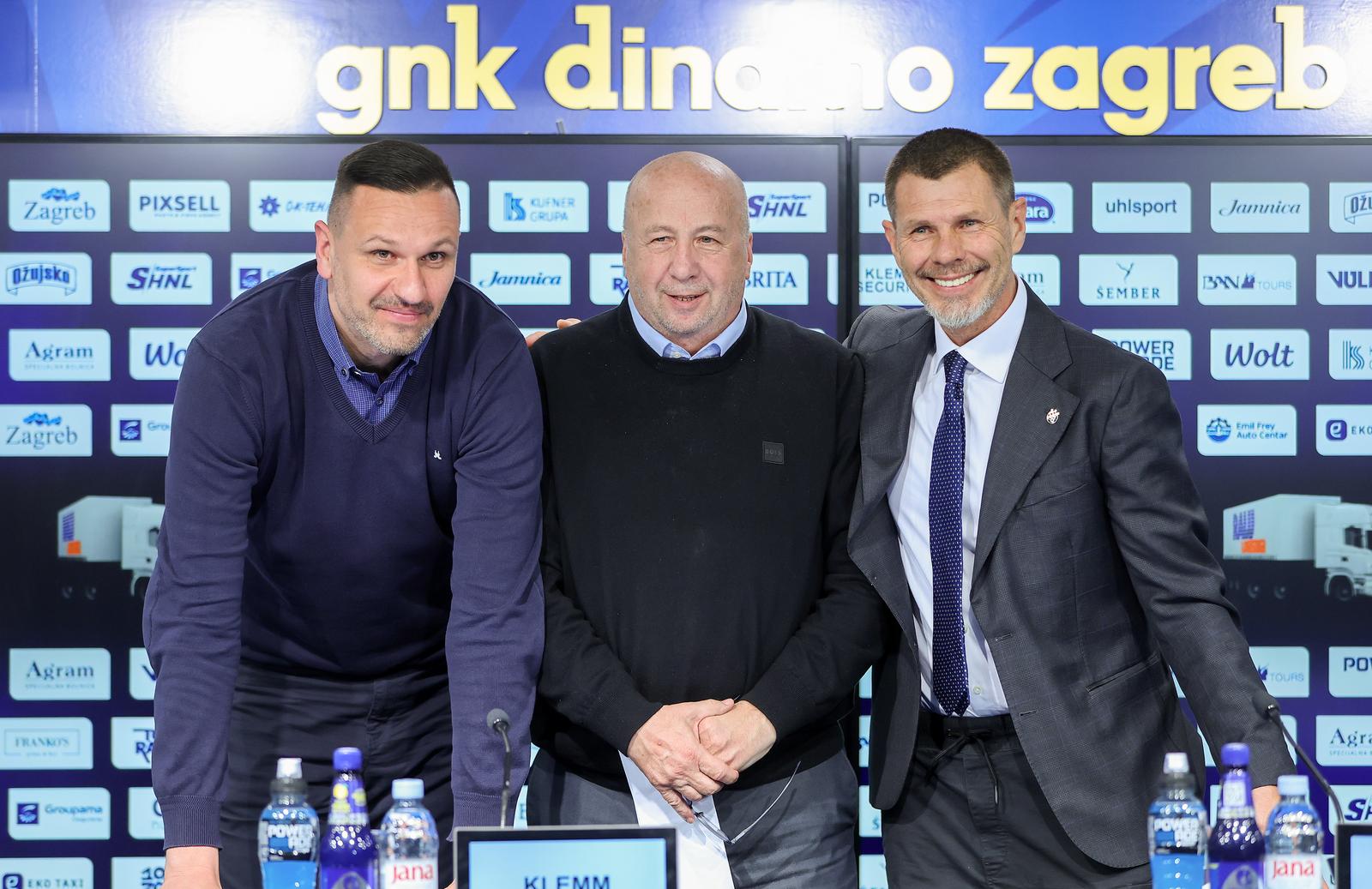 14.04.2025., Zagreb - Konferencija za medije  GNK Dinama na kojoj su se obratili Zvonimir Boban, Velimir Zajec i Zvonimir Manenica. Photo: Sanjin Strukic/PIXSELL