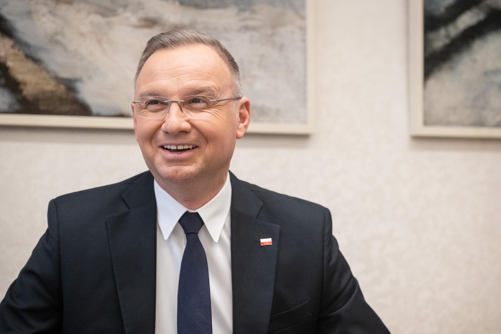 15.04.2025., Zagreb - Predsjednik Vlade Andrej Plenkovic primio je predsjednika Republike Poljske Andrzeja Dudu u Banskim dvorima. Photo: Neva Zganec/PIXSELL