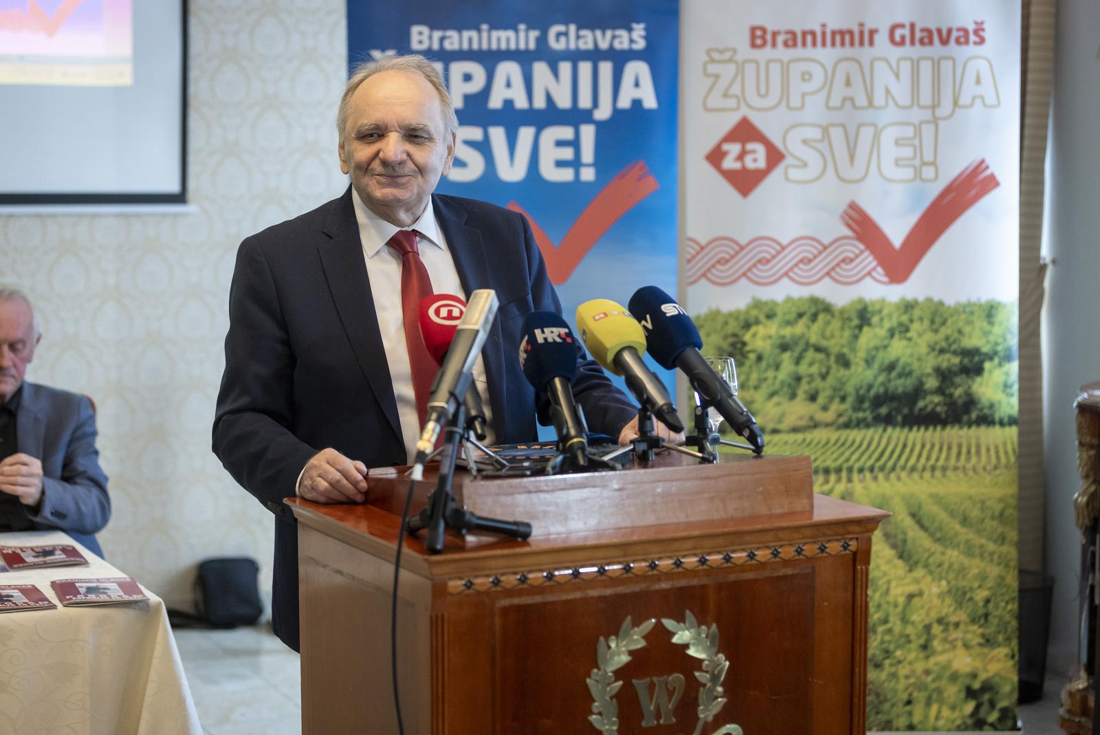 18.04.2025., Osijek - Predstavljanje  Branimira Glavasa, nezavisnog kandidata za zupana Osjecko-baranjske zupanije na predstojecim lokalnim izborima. Photo: Davor Javorovic/PIXSELL
