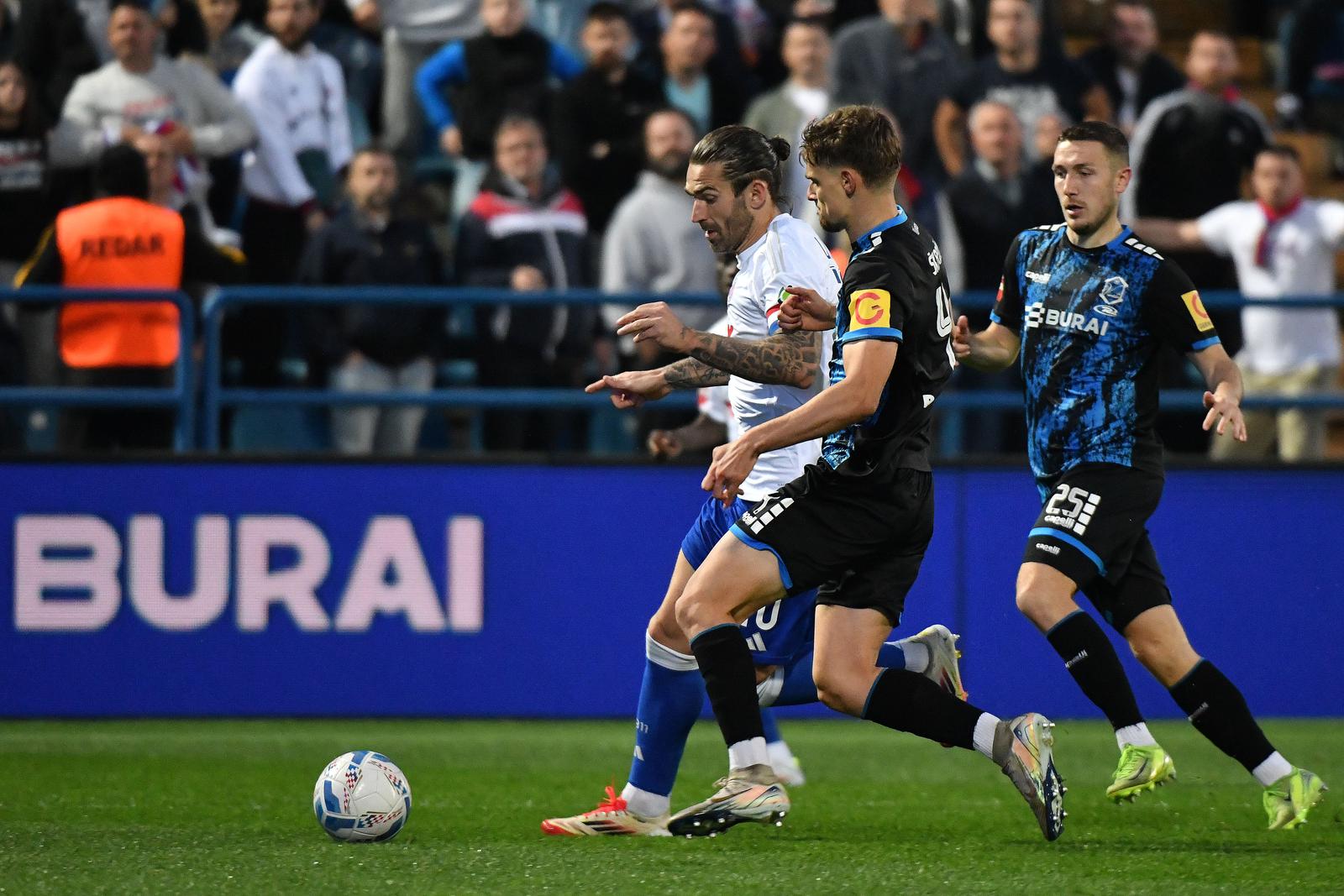 18.04.2025., Varazdin - SuperSport Prva HNL, 30. kolo, NK Varazdin -. HNK Hajduk. Marko Livaja, Antonio Borsic Photo: Vjeran Zganec Rogulja/PIXSELL