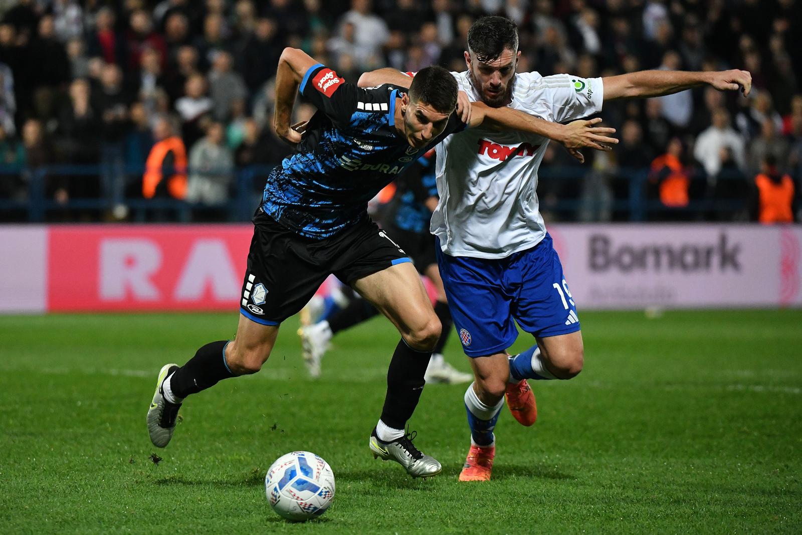 18.04.2025., Varazdin - SuperSport Prva HNL, 30. kolo, NK Varazdin -. HNK Hajduk. Mario Mladenovski, Josip Elez Photo: Vjeran Zganec Rogulja/PIXSELL