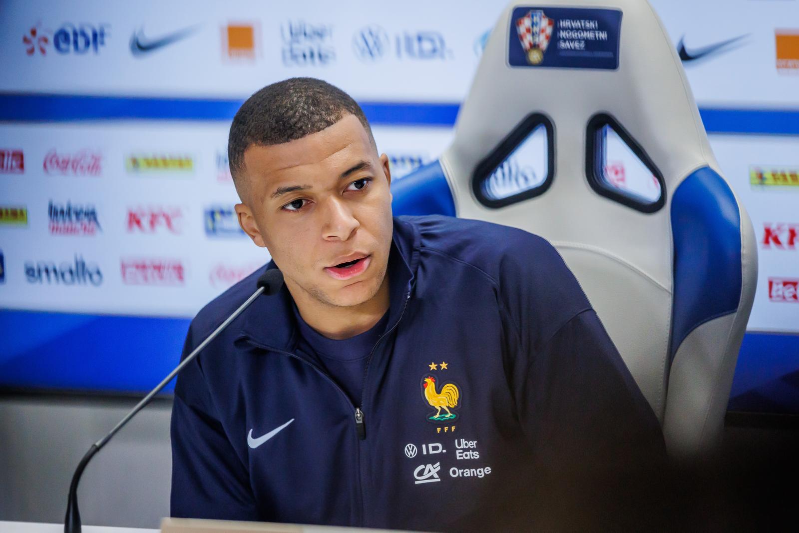 19.03.2025., Split - Konferencija za medije francuske nogometne reprezentacije uoci prve utakmice cetvrtfinala Lige nacija izmedju Hrvatske i Francuske. Kylian Mbappe Photo: Zvonimir Barisin/PIXSELL