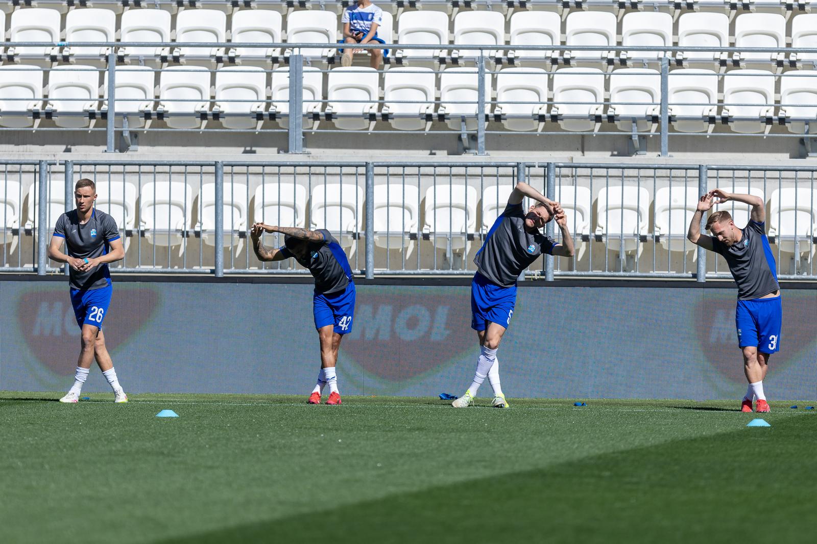 19.04.2025., stadion Opus Arena, Osijek - SuperSport HNL, 30. kolo, NK Osijek - HNK Gorica. Luka Jelenic, Renan Guedes, Styopa Mkrtchyan i Nail Omerovic Photo: Borna Jaksic/PIXSELL
