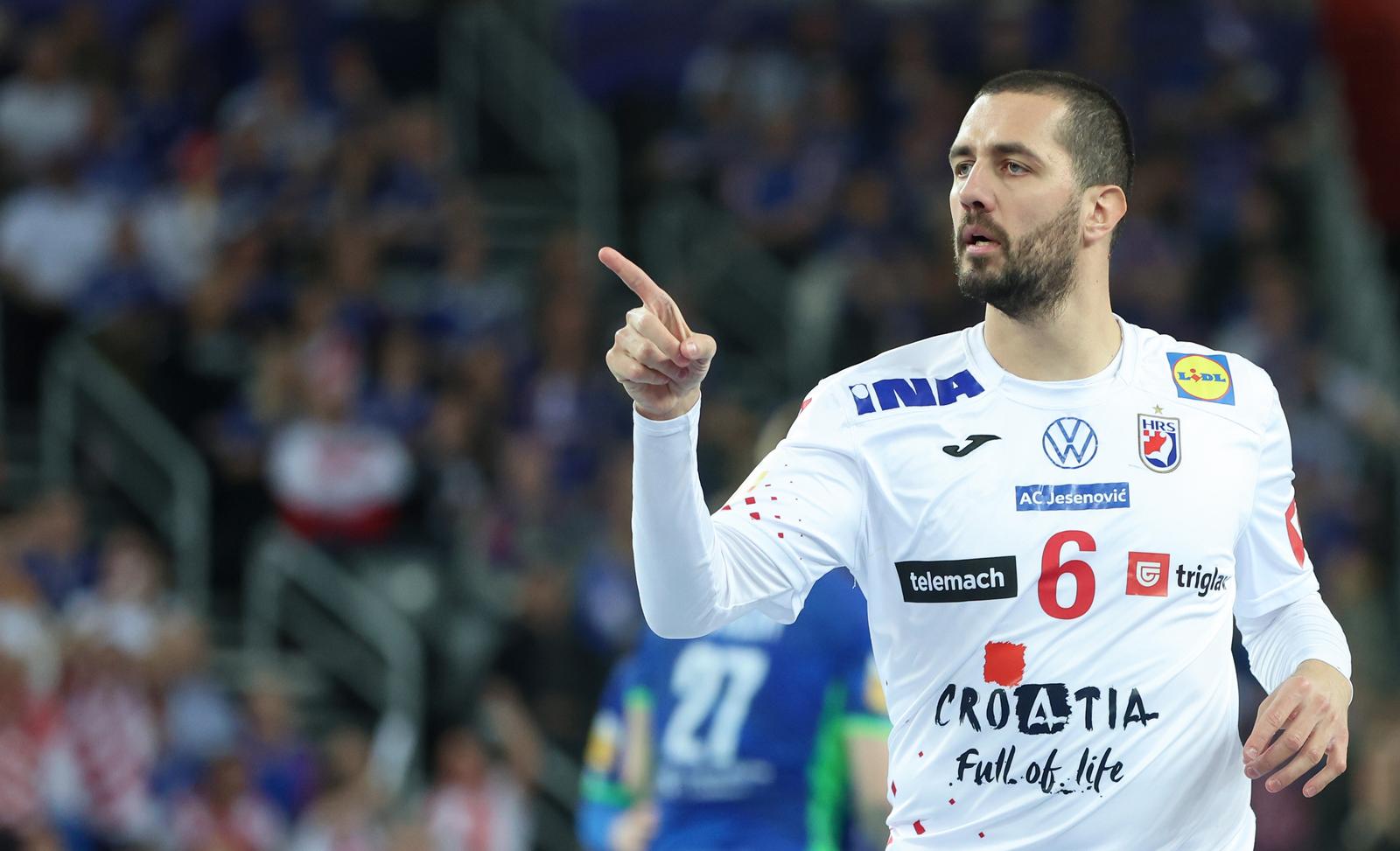 26.01.2025., Arena Zagreb, Zagreb - IHF Svjetsko rukometno prvenstvo 2025., drugi krug, skupina IV, Hrvatska - Slovenija. Mario Sostaric Photo: Sanjin Strukic/PIXSELL