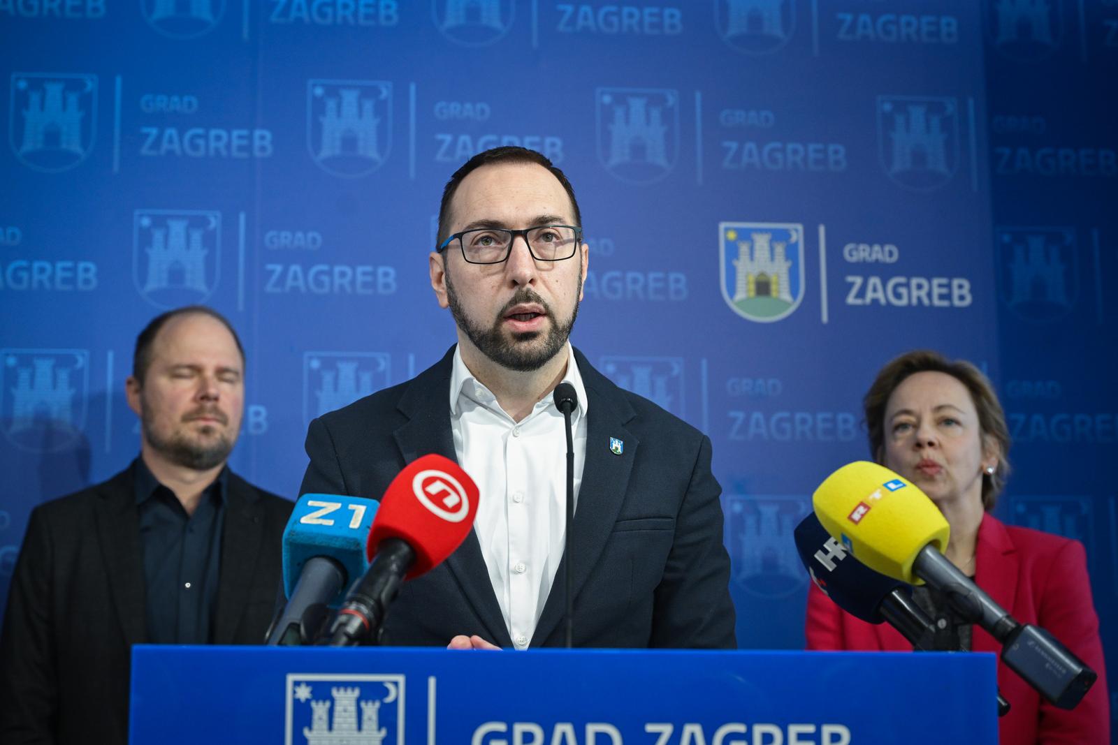 29.03.2025., Zagreb - Gradonacelnik grada Zagreba Tomislav Tomasevic odrzao je konferenciju za medije na temu uskrate suglasnosti na zagrebacki GUP. Photo: Neva Zganec/PIXSELL