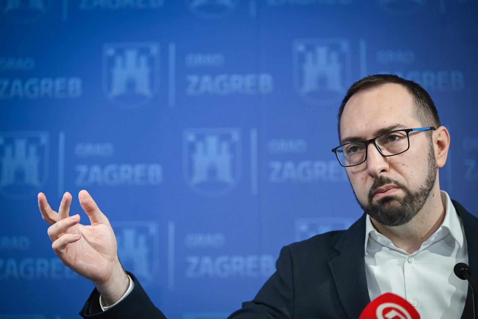 29.03.2025., Zagreb - Gradonacelnik grada Zagreba Tomislav Tomasevic odrzao je konferenciju za medije na temu uskrate suglasnosti na zagrebacki GUP. Photo: Neva Zganec/PIXSELL